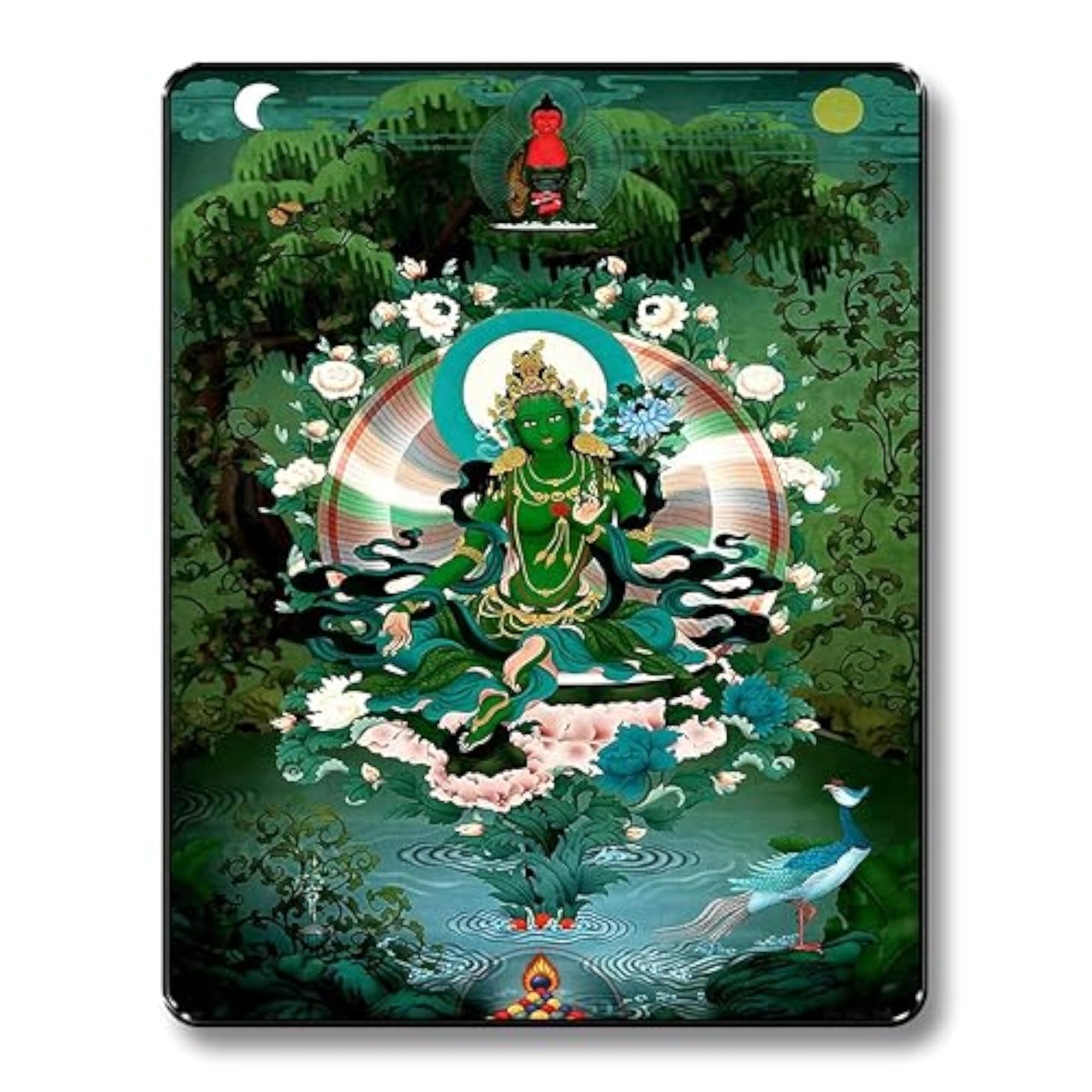 Livin'luxe Green Tara Art Print, Tibetan Buddhist Goddess Artwork